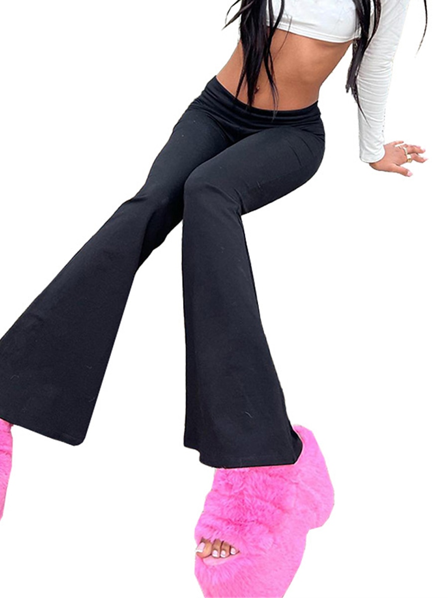 Pentru femei Clopot de jos Pantaloni Activ Modă Șic Stradă Lungime totală Talie Joasă Simplu Respirabilitate Απαλό Comfortabil Micro-elastic În aer liber Stradă Zilnic Gri Deschis Gri Închis Roz 2025 - $13.99 –P8