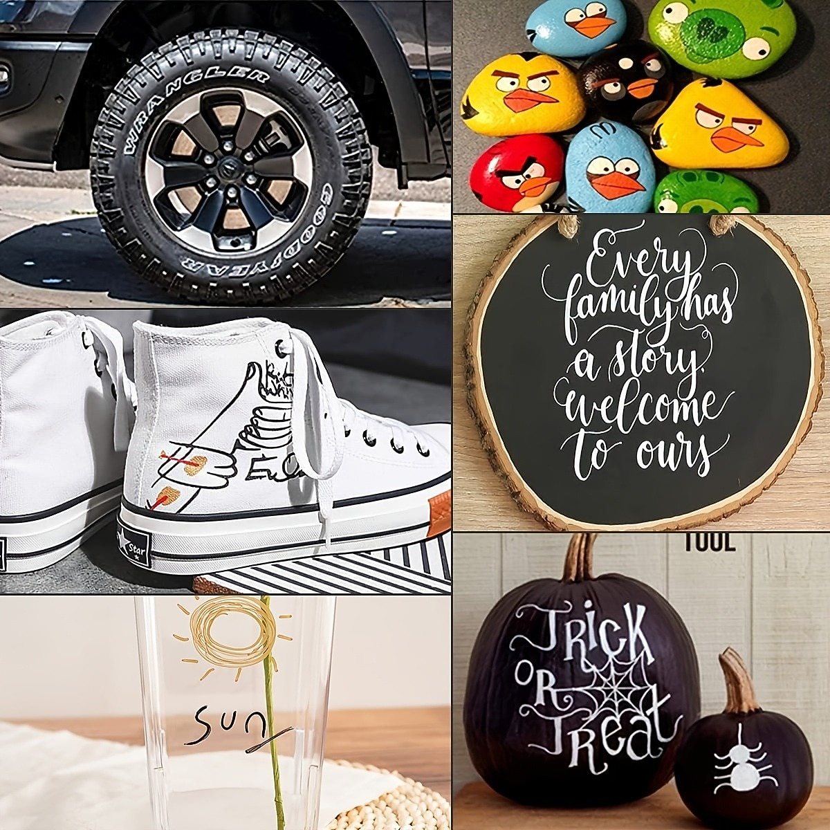 στυλό ακρυλικό χρώμα 6 τεμ./συσκευασία μαύρο άσπρο μαρκαδόροι χρώματος στυλό για ζωγραφική βράχου πέτρα κεραμικό γυαλί ξύλο πλαστικό γυαλί μεταλλικό καμβά σχέδιο ακρυλικών χρωμάτων με βάση το νερό 2025 - $12.99 –P2