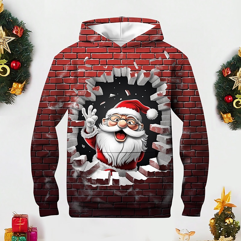 Jongens 3D Kerstman Trui met capuchon Pullover Lange mouw 3D-afdrukken Herfst Winter Modieus Streetwear Stoer Polyester Kinderen 3-12 jaar Buiten Casual Dagelijks Normale pasvorm 2025 - $16.49 –P5