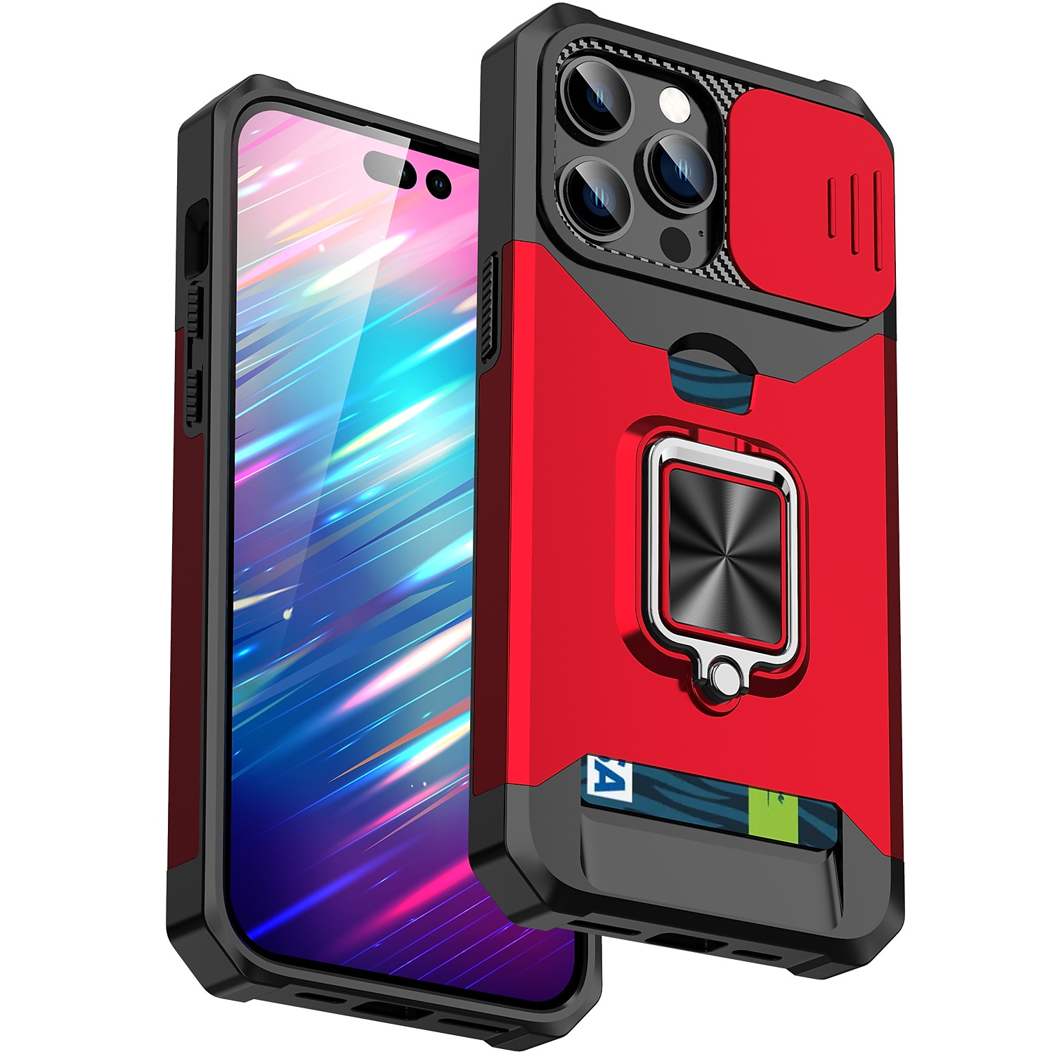 telefon Kılıf Na iPhone'a 15 Pro MaxPlus iPhone 14 13 12 11 Pro Max Mini SE X XR XS Max 8 7 Plus Osłona tylna Uchwyt pierścieniowy Gniazdo karty Odporny na wstrząsy TPU PC 2025 - $13.99 –P11