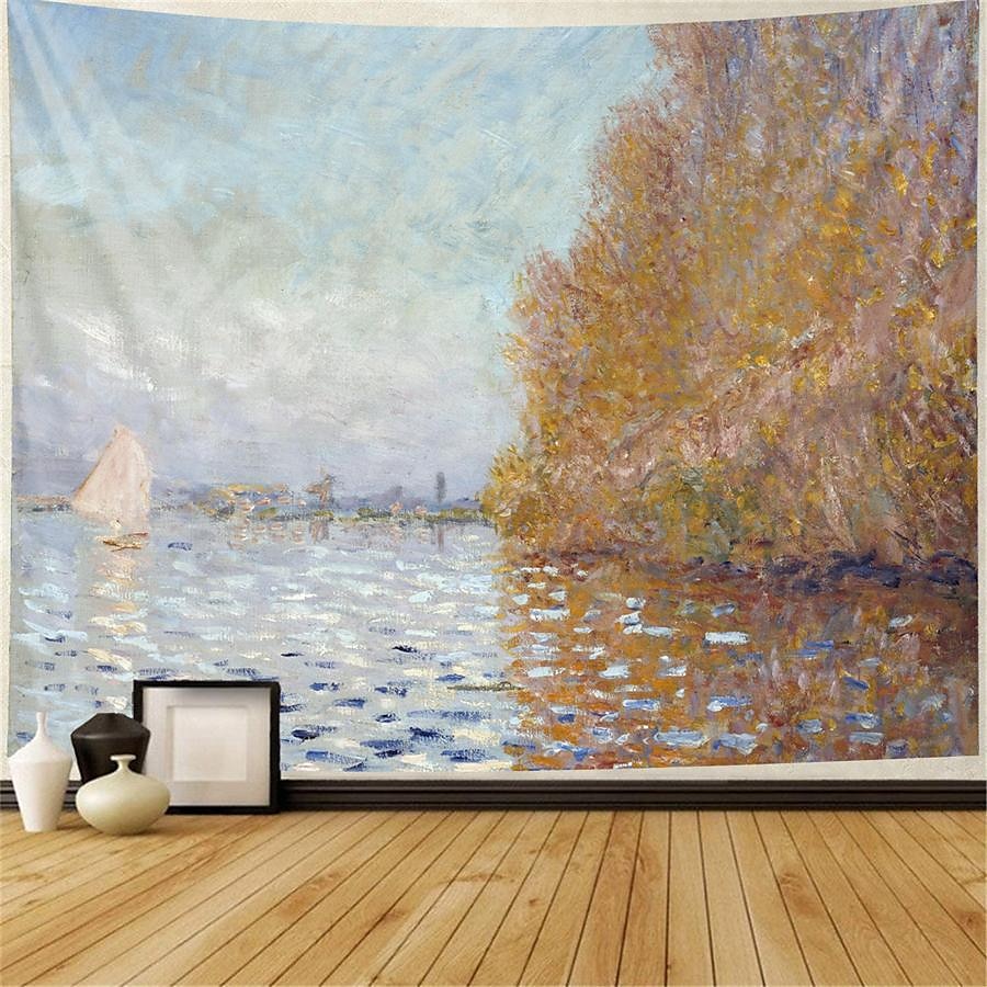 claude monet festmény függő gobelin fal művészet nagy kárpit falfestmény dekor fénykép háttér takaró függöny otthon hálószoba nappali dekoráció 2025 - $16.99 –P2