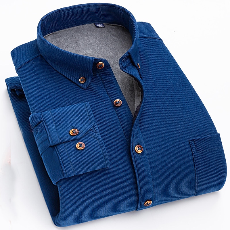 Men's Shacket Solid / Plain Color Vacation New Year Yellow Red Dark Navy Blue Long Sleeve Classic Collar Fall / Winter Clothing Apparel Print 2025 - $38.99 –P1