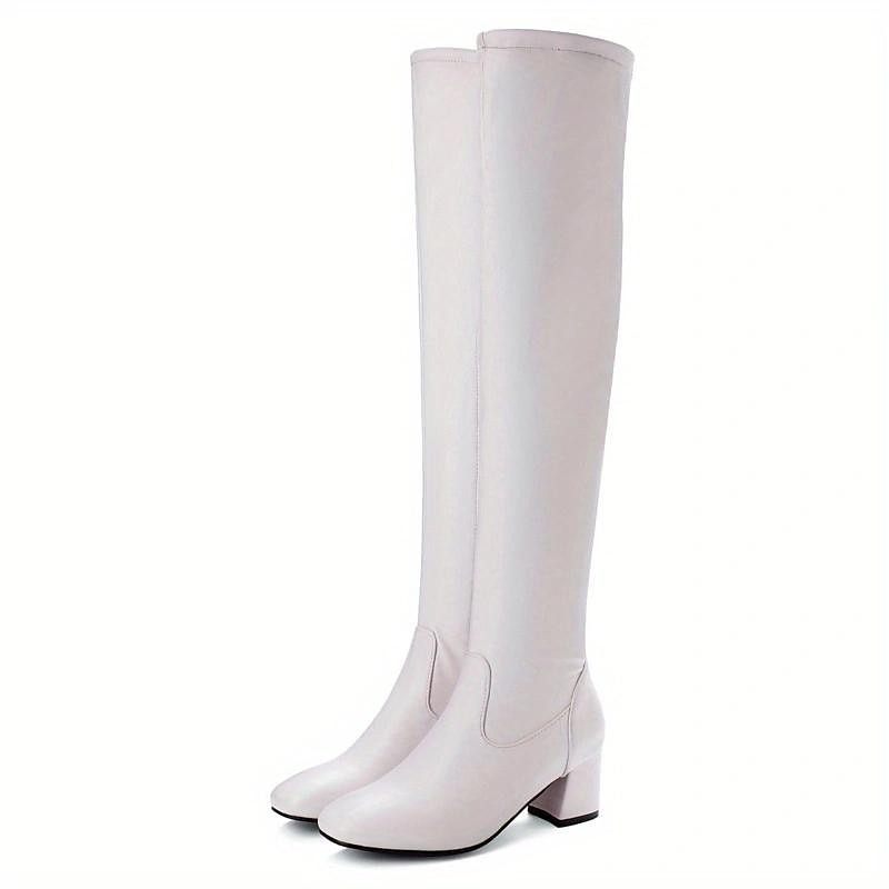 Women's White Over-the-Knee Boots with Zipper, Modern Chic Style for Fall and Winter Casual Outings 2025 - $59.99 –P8