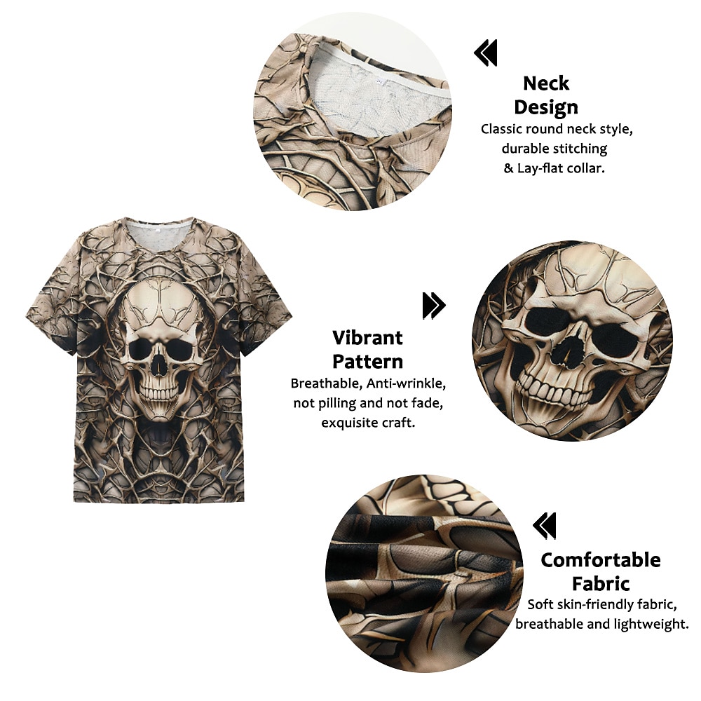 Halloween Herren Graphic Spinnen T Shirt Kurzarm T-Shirt 3D-Druck Rundhalsausschnitt Hemd Täglich Designer Retro Vintage Sports Outdoor Festtage Ausgehen Dunkelbraun Gelb Leicht Braun Frühling Sommer 2025 - $17.99 –P1