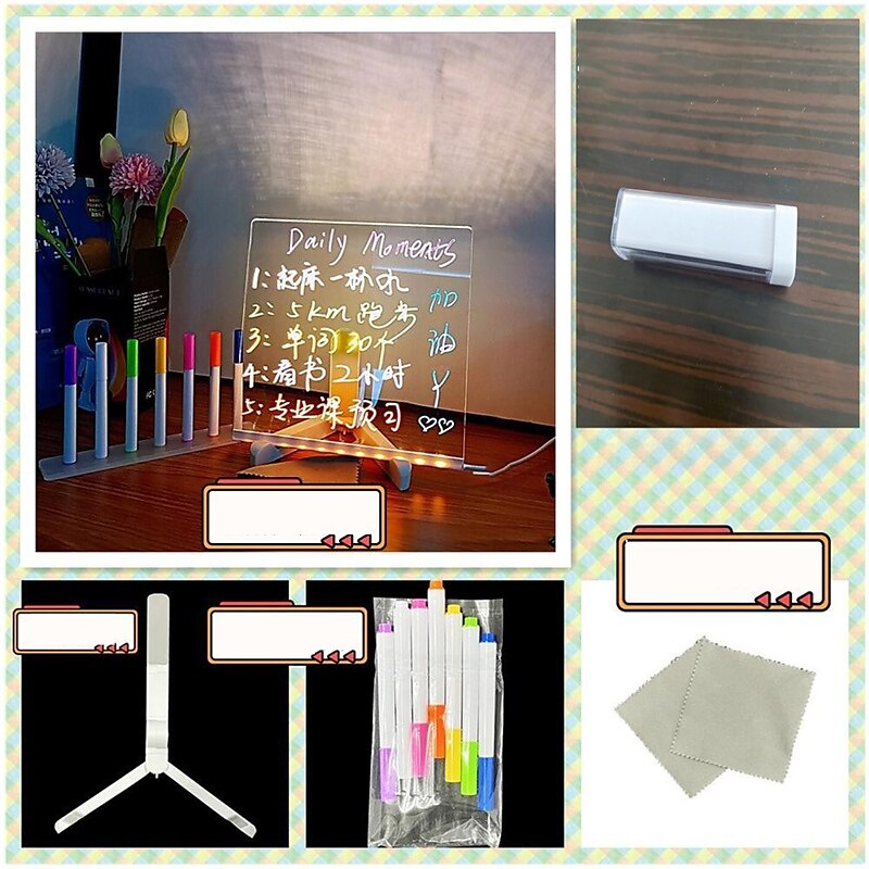 Children's drawing board blackboard transparent double side can be wiped and written acrylic luminous writing board scaffolding desktop message board 2025 - $25.99 –P5