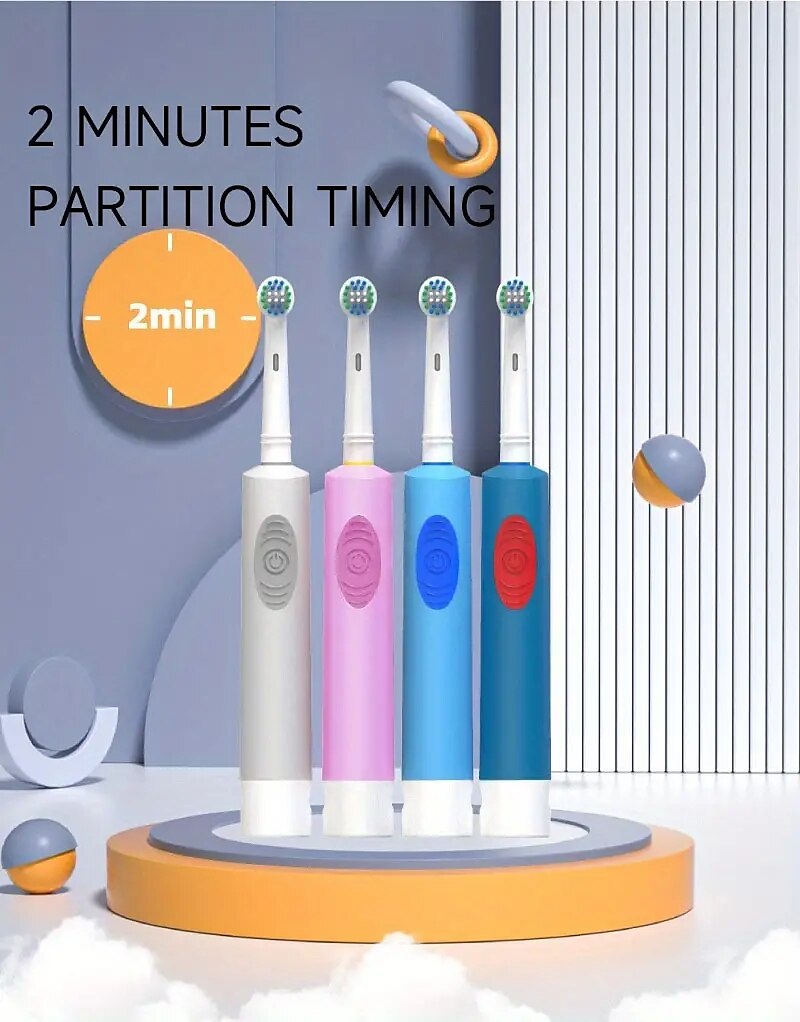 Induction Electric Toothbrush Set for Couples - Soft Hair Rotary Round Head Automatic Compatible Brush Heads Ideal for Men and Women Promotes Oral Health 2025 - $29.99 –P2