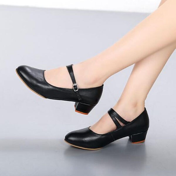 Rote Latein-Tanzschuhe für Damen – Leder-Mary-Jane-Stil mit klobigem Absatz und verstellbarem Riemen für Gesellschaftstanz und Auftritte 2026 - $54.99 –P3