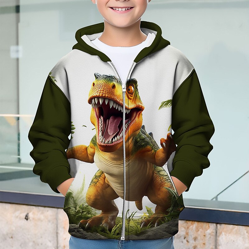 Pojkar 3D Dinosaurie Huvtröja Kappa Ytterkläder Långärmad 3D-tryck Höst Vinter Mode Streetwear Häftig Polyester Barn 3-12 år Utomhus Ledigt Dagligen Normal 2025 - $21.99 –P1