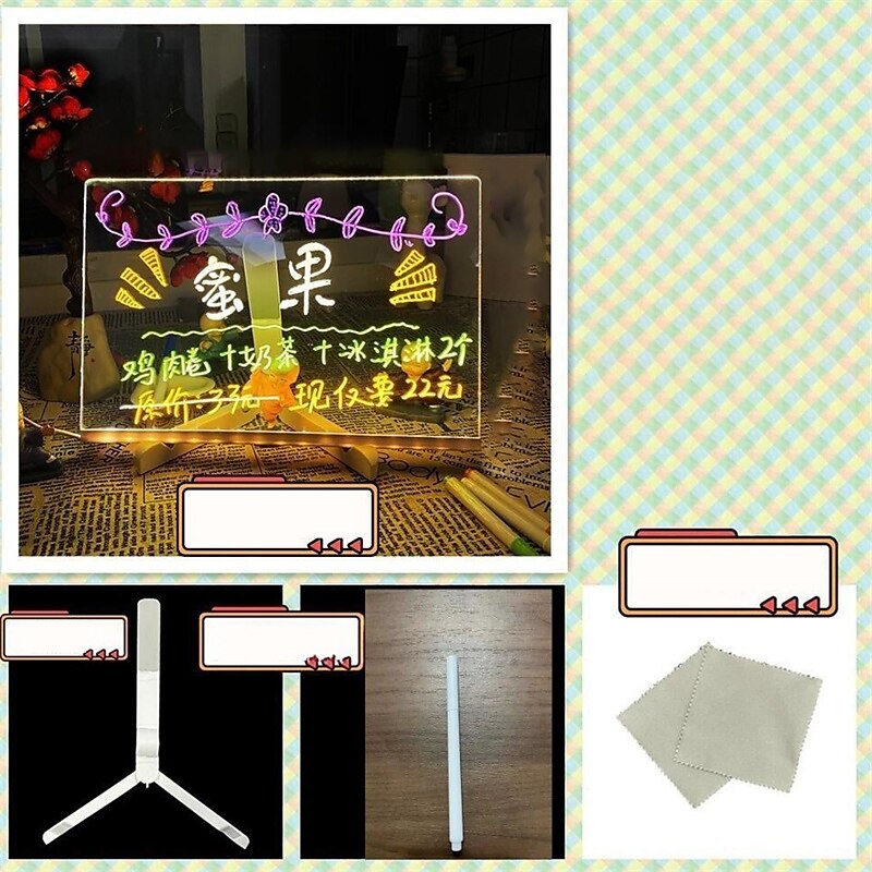 Children's drawing board blackboard transparent double side can be wiped and written acrylic luminous writing board scaffolding desktop message board 2025 - $25.99 –P9