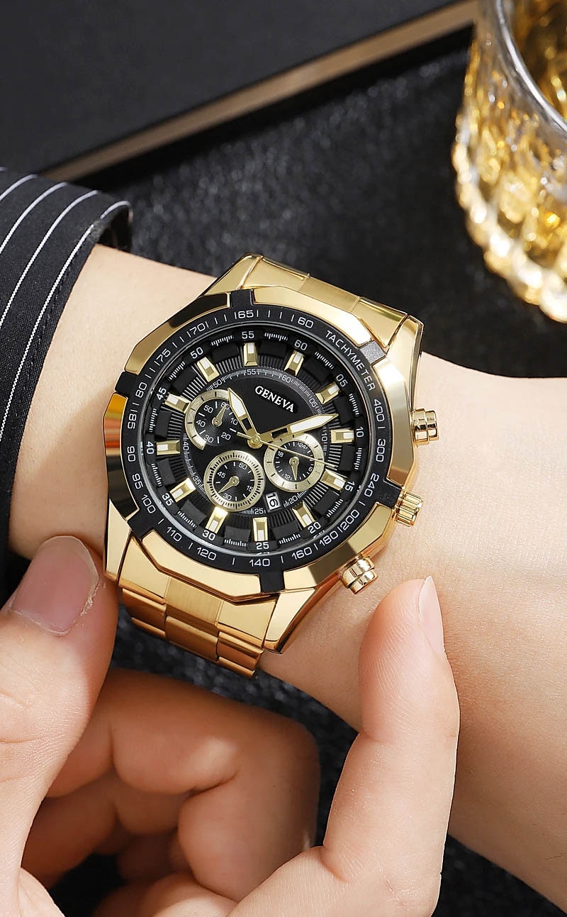 2 in 1 Luxury Mens Watch with Bracelet Set Fashion Casual Military Quartz Sports Steel Wristwatch Men's Clock Gift 2025 - $20.99 –P11