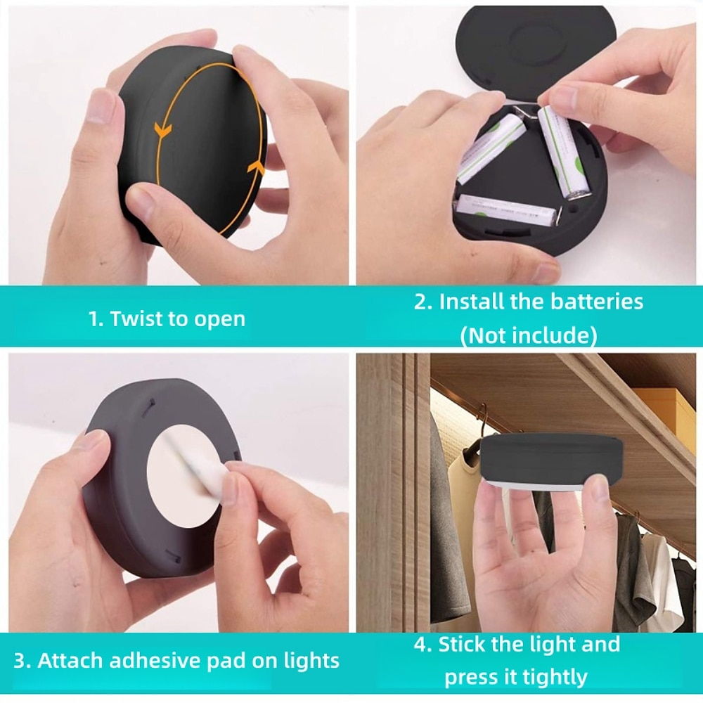 φώτα led puck με τηλεχειριστήριο, φωτισμός κάτω από το ντουλάπι 13 χρωμάτων ασύρματα φώτα ντουλάπας με δυνατότητα αλλαγής μπαταρίας, φώτα ώθησης κολλήματος, αλλαγή χρώματος κάτω από τα φώτα 2025 - $17.99 –P2