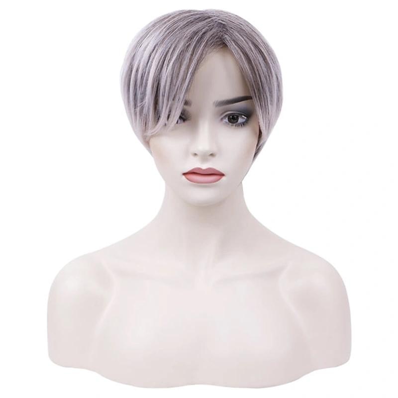 parrucche dal taglio pixie con frangia, parrucche sintetiche diritte naturali ramate scure con cuffia per parrucca, uso quotidiano per le donne del 2025 a $20.99 –P2