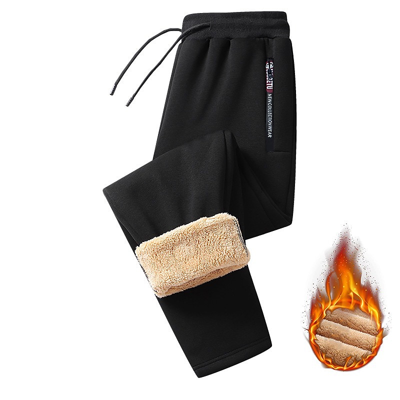 Men's Sherpa Sweatpants Fleece Pants Joggers Winter Pants Drawstring Pocket Elastic Waist Solid Color Warm Casual Daily Running Sports Fashion Black Black Straight Leg Micro-elastic 2025 - $20.99 –P1