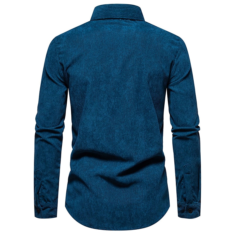 Per uomo Camicia Maglietta informale Camicia di velluto a coste Nero Giallo Rosa Viola Marrone Manica lunga Liscio Bavero Strada Da mare Di base Abbigliamento Di tendenza Comodo del 2025 a $28.99 –P15
