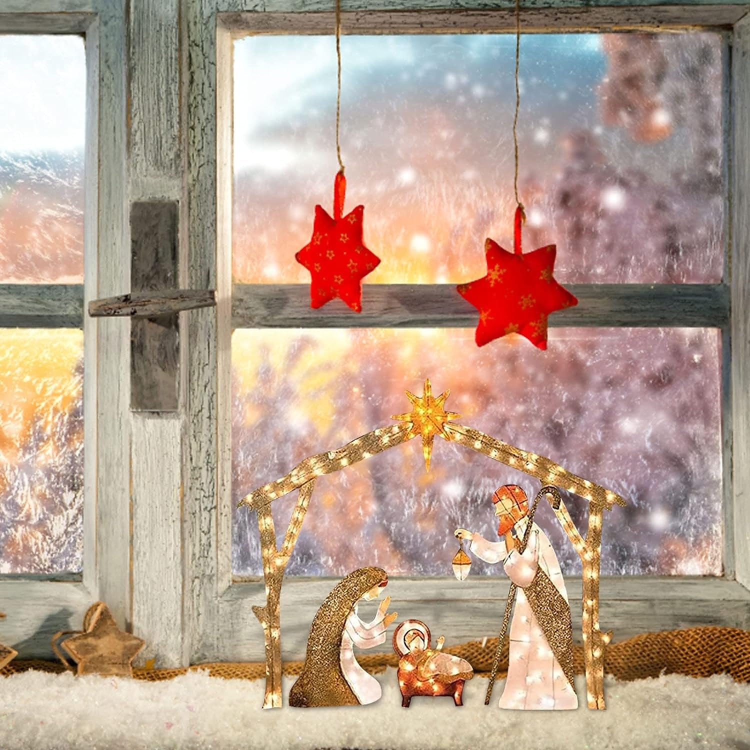 Χριστουγεννιάτικη διακόσμηση Χριστουγεννιάτικη φωτεινή νάτια σκηνή φάτνης διακόσμηση κήπου αυλής Χριστούγεννα Πάσχα διακοσμητικά 2025 - $13.49 –P5