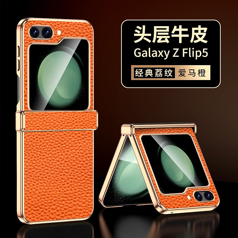 puhelin Etui Käyttötarkoitus Samsung Galaxy Z Flip 5 Takakuori Iskunkestävä aitoa nahkaa 2025 - $41.99 –P1