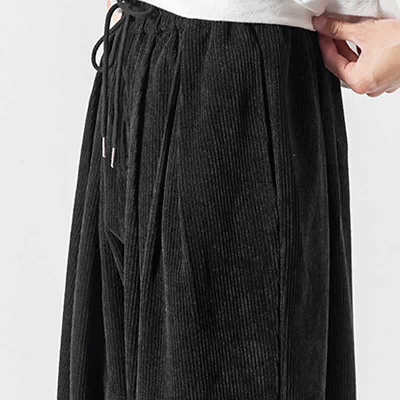 Men's Sweatpants Corduroy Pants Carrot Pants Pocket Drawstring Elastic Waist Plain Comfort Breathable Outdoor Daily Going out Fashion Casual Black Pink 2026 - $49.99 –P19
