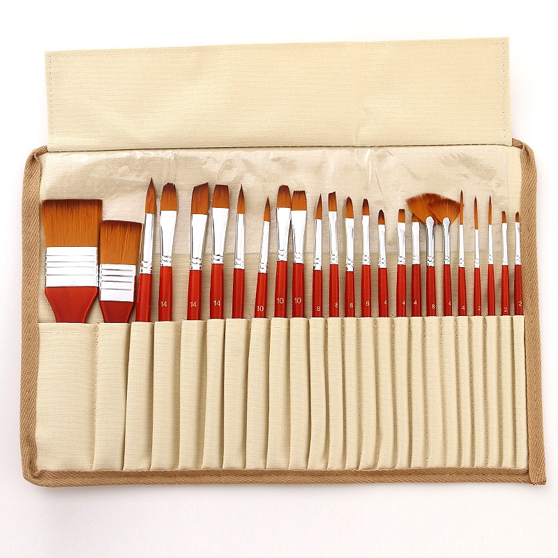 Art 24 Pieces Paint Brush Set Enhanced Synthetic Brush Set with Cloth Roll and Palette Knife for Acrylic, Oil, Water 2025 - $28.99 –P5