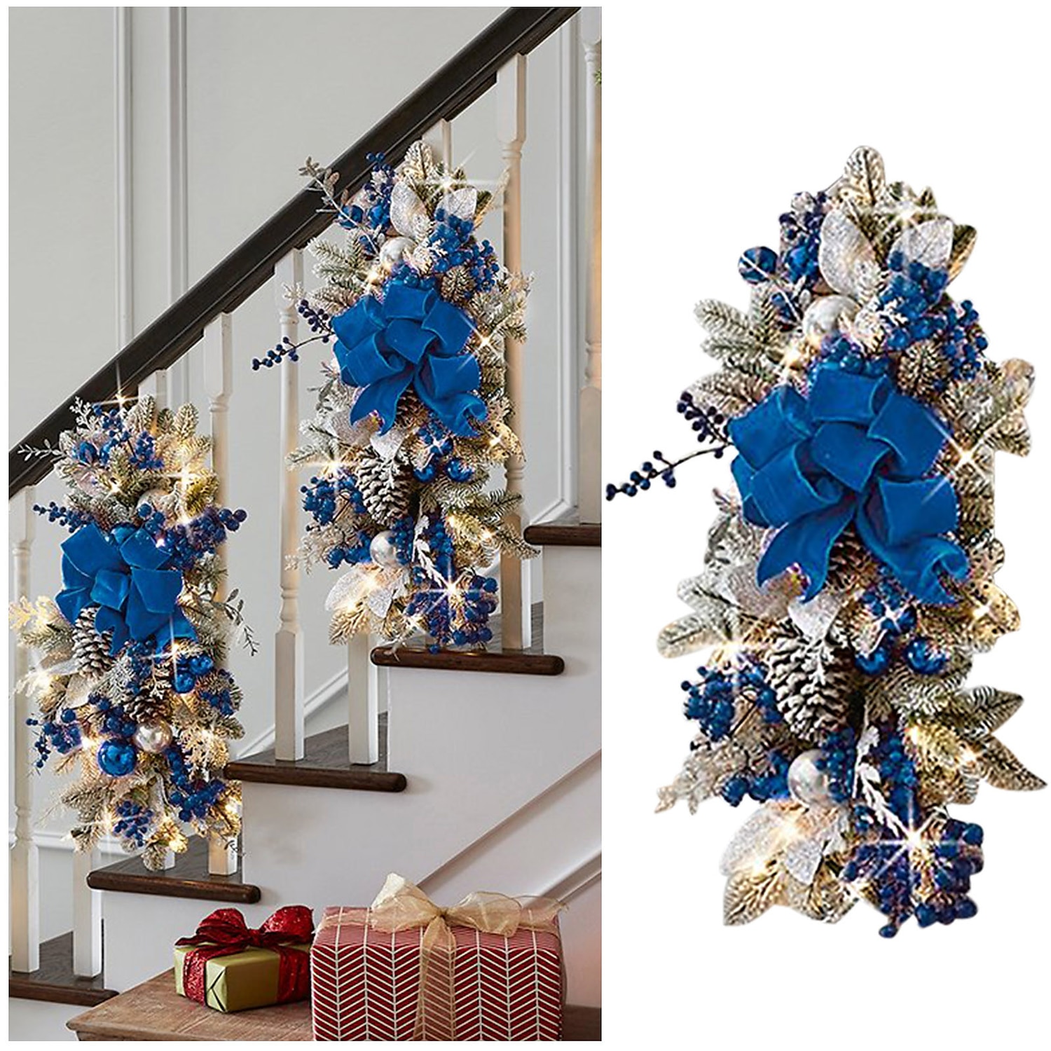0,45 m Christmas Garland Lights Julkransljus 50 lysdioder Röd Blå Holiday Lights Juldekoration 24 V 2025 - $18.99 –P5