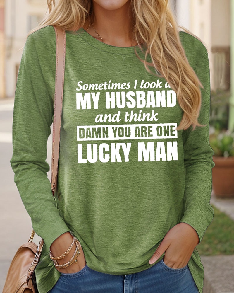 Femme T shirt Lettre Famille Mode manche longue Col Rond Hauts réguliers du quotidien Fin de semaine Imprimer Noir Rose Claire Bleu Vert Kaki Printemps & Automne Printemps, Août, Hiver, Eté de 2025 ? $23.99 –P4