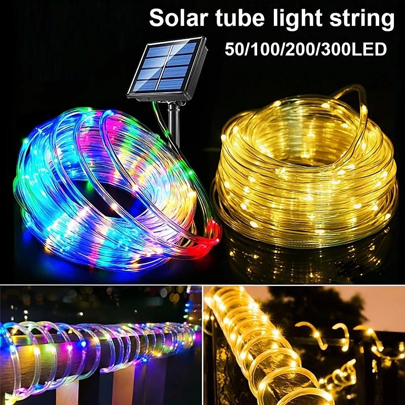 1 Pack Solar Rope Lights Outdoor Waterproof LED String Lights, Garland Fairy Garden Light Strings, Outdoor Christmas Halloween Wedding Party Decor, 7M-50Led/12M-100Led/20M-200Led/30M-300Led 2025 - $12.99 –P5