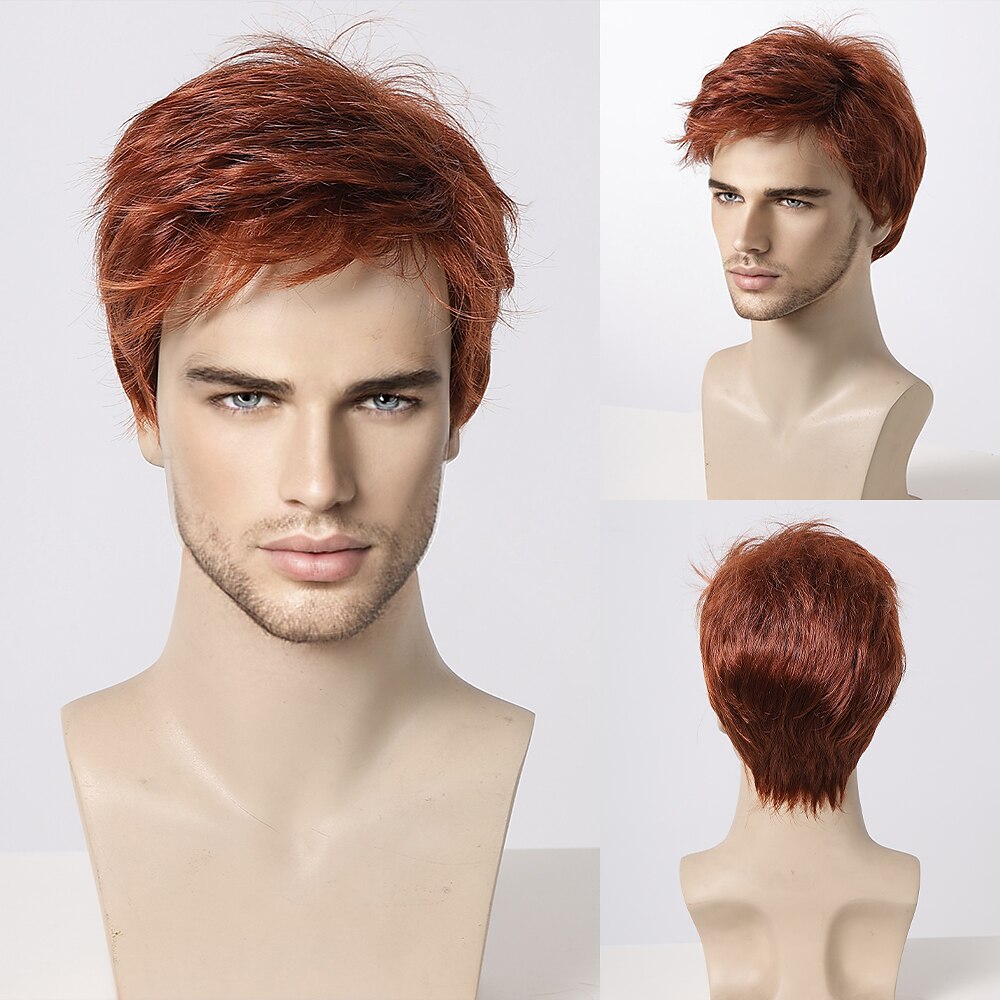 Synthetic Wig Uniforms Career Costumes Princess kinky Straight Middle Part Layered Haircut Machine Made Wig 8 inch sepia Synthetic Hair Men's Cosplay Party Fashion Brown 2025 - $28.99 –P1