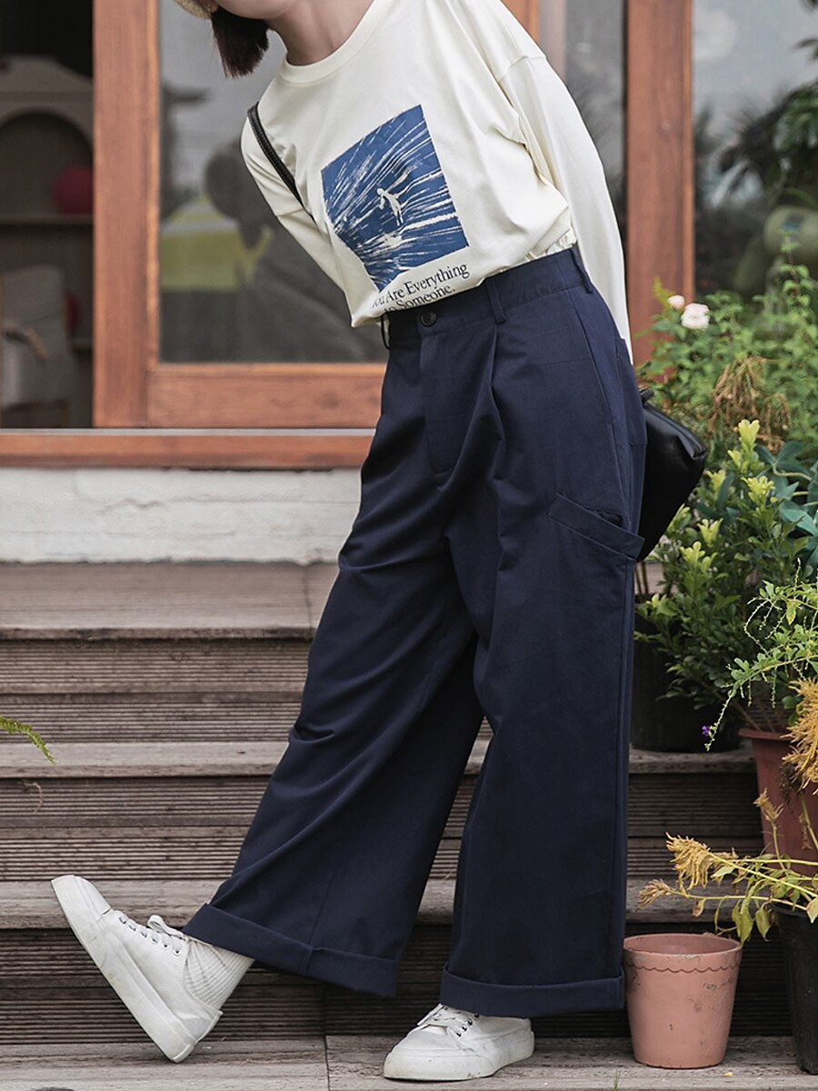 Women's Cargo Pants Wide Leg Pants Trousers Full Length Active Streetwear Outdoor Street Deep Blue S M Fall Winter 2023 - US $44.99 –P4