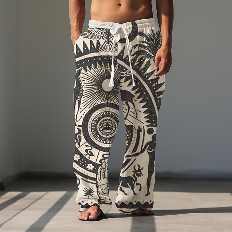 pantaloni da uomo vintage etnici con stampa 3d pantaloni da strada per uscire poliestere marrone verde kaki s m l pantaloni elasticizzati a vita media del 2026 a $24.99 –P4