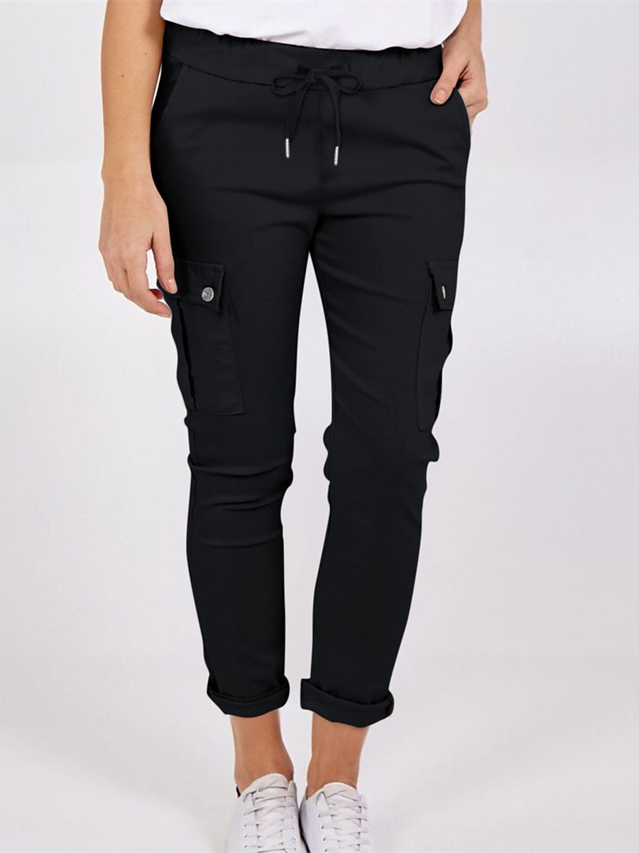 Women's Cargo Pants Pants Trousers Plain Mid Waist Full Length Dark Grey Fall 2025 - $22.99 –P2
