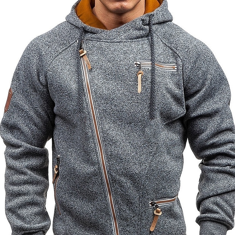 Męskie Bluza z Kapturem Rozpinana bluza z kapturem Jasnoszary Ciemnoszary Szary Kaptur Kolorowy blok Zamek Sport i turystyka Codzienny Święto Zabytkowe Moda miejska Nowoczesne Jesień i zima Odzież 2025 - $25.99 –P4