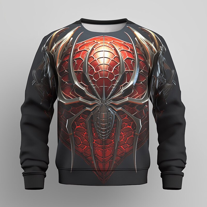 Gutt 3D SPIDER Genser Pullover Langermet 3D-utskrift Høst Vinter Mote Gatemote Kul Polyester Barn 3-12 år utendørs Avslappet Daglig Normal 2025 - $16.49 –P6