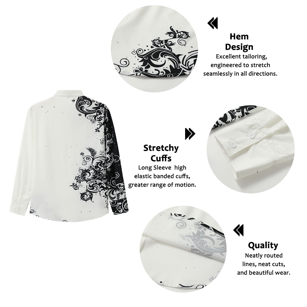 Homme Floral Chemise manche longue Mode Design Décontractées du quotidien Vacances Sortie Printemps été Col rabattu Impression 3D Bouton bas Noir Rouge Bleu Marron Vert de 2025 ? $25.99 –P8
