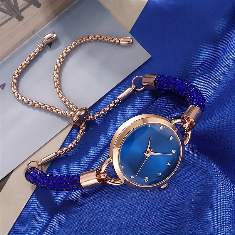 6 unids/set reloj de pulsera para mujer elegante reloj de cuarzo con diamantes de imitación reloj de pulsera analógico vintage & conjunto de joyas regalo para mamá ella 2025 - $20.99 –P6