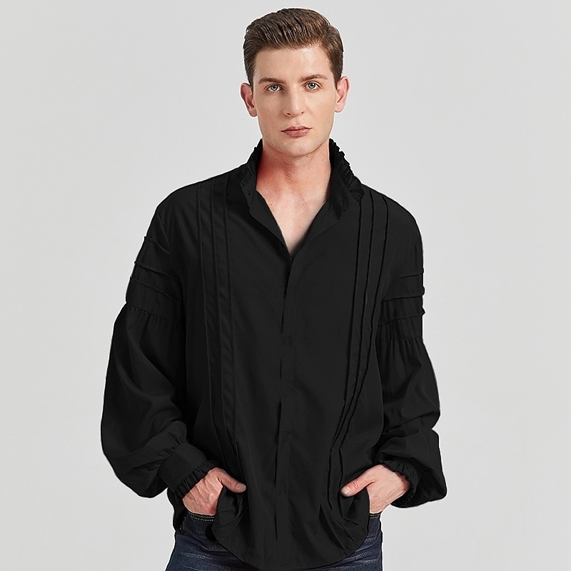 Retro Vintage Punk e gótico Medieval Blusa / Camisa Baile de Máscara Vampiros Cavalheiro Outlander Com Babados Cor Sólida Fantasia Homens Pirata Fantasia Real Carnaval Baile de Máscaras Espetáculo de 2026 por $35.99 –P13