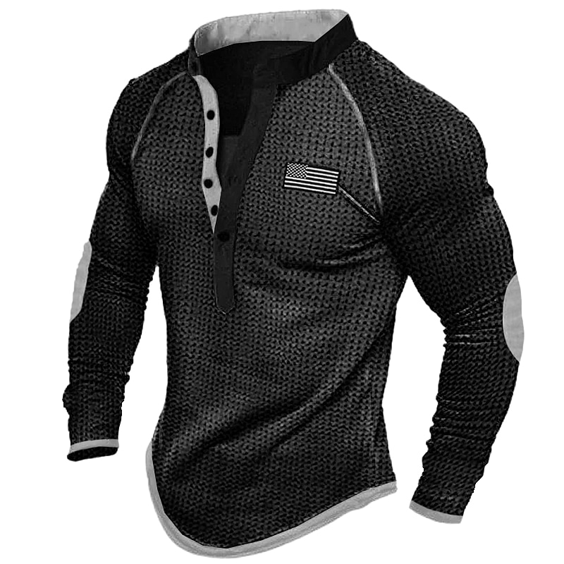 Men's T shirt Tee Waffle Henley Shirt Henley Shirt Tee Top Long Sleeve Shirt Color Block Henley Street Vacation Long Sleeve Patchwork Clothing Apparel Fashion Designer Basic 2026 - $22.99 –P2