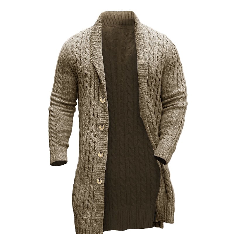 Miesten Neuletakki Paksu neuletakki Neuloa Tunika Painike ylös Tavallinen Huivikaulus Lämmittely Moderni nykyaikainen Kausaliteetti Arki-asut Vaatetus Syksy Talvi Musta Ruskea M L XL 2025 - $40.99 –P2