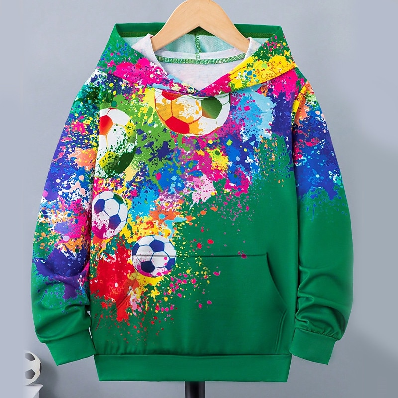Pojkar 3D Fotboll Huvtröja Pullover Långärmad 3D-tryck Höst Vinter Mode Streetwear Häftig Barn 3-12 år Utomhus Ledigt Dagligen Normal 2025 - $18.99 –P3