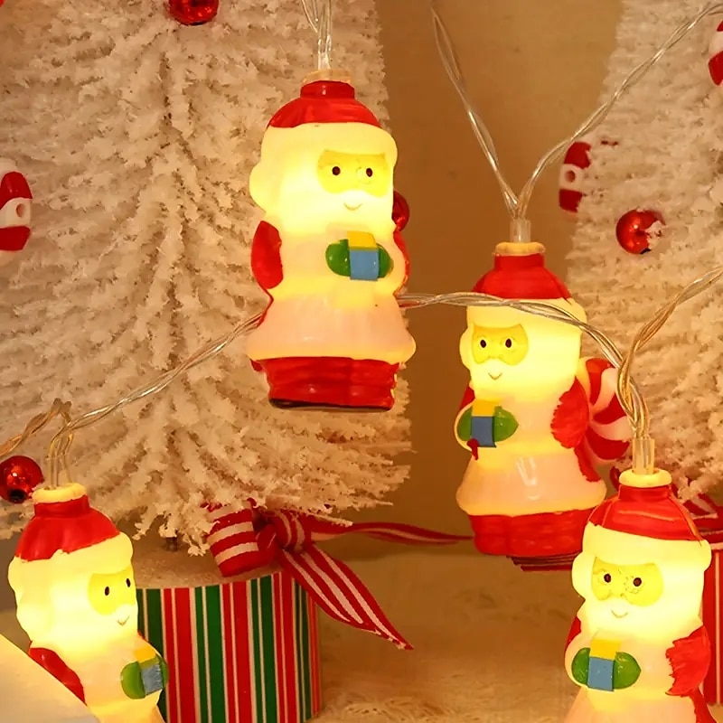 santa řetězová světla 1,5 m 10 LED 3 m 20 LED diod vánoční večírek domácí okno balkon terasa vodotěsná dekorace 2025 - $16.49 –P4