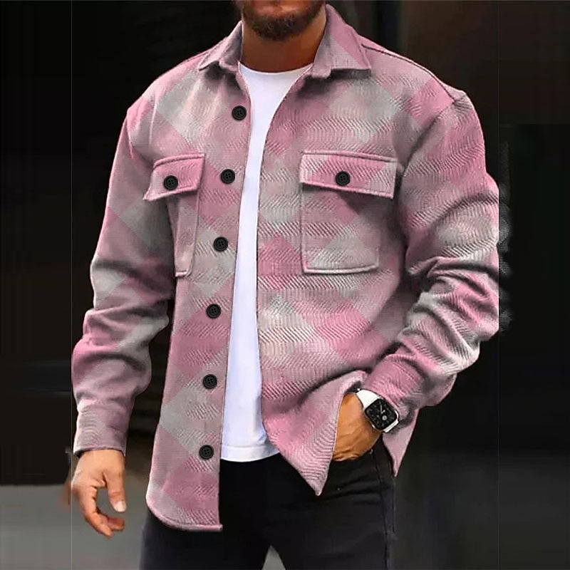 Ανδρικά Άργιλος Πουκάμισο Μπουφάν πουκάμισο Παντελόνι Μακρυμάνικο Καθημερινό ΕΞΩΤΕΡΙΚΟΥ ΧΩΡΟΥ Δρόμος Καθημερινά Φθινόπωρο & Χειμώνας Απορρίπτω Κουμπιά Τσέπη Στάμπα 2026 - $35.99 –P2