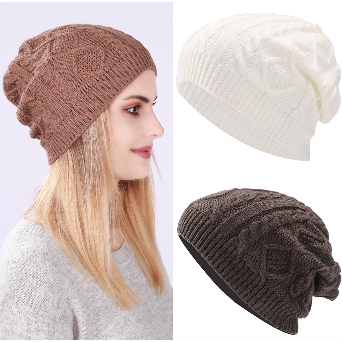 Damskie Czapka Beanie Ciepła zimowa czapka Dom Codzienny Święto Jednolity/zwykły kolor Włókna akrylowe Codzienny Styl skandynawski Codzienne 1 pcs 2025 - $15.99 –P1