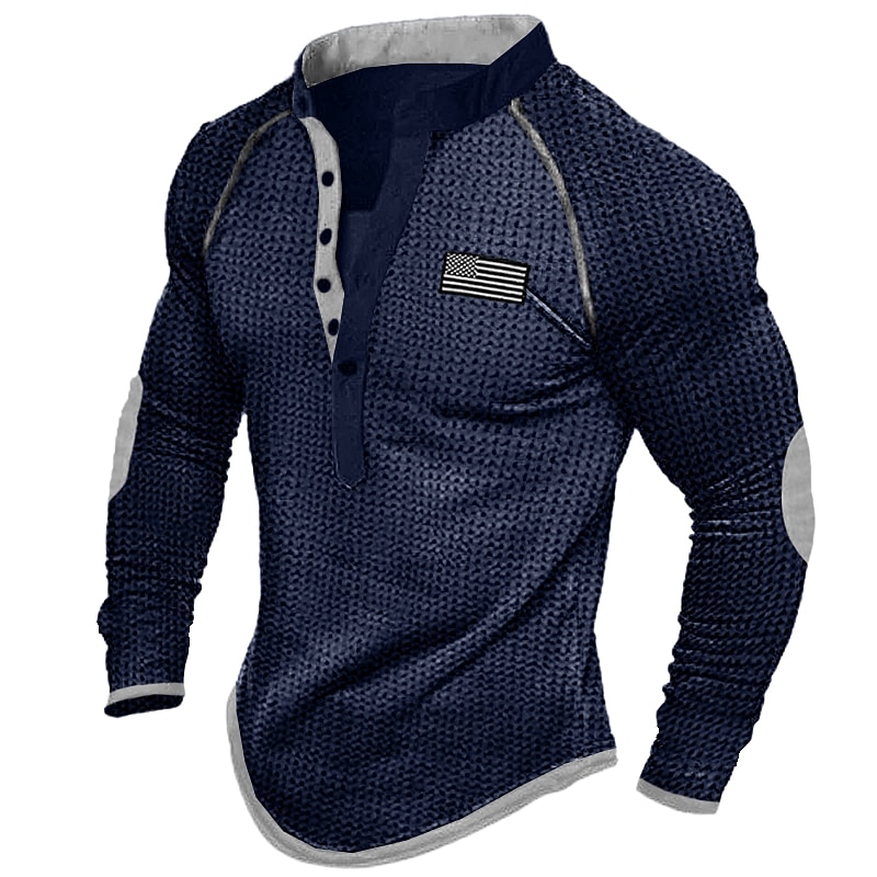 Men's T shirt Tee Waffle Henley Shirt Henley Shirt Tee Top Long Sleeve Shirt Color Block Henley Street Vacation Long Sleeve Patchwork Clothing Apparel Fashion Designer Basic 2026 - $22.99 –P1