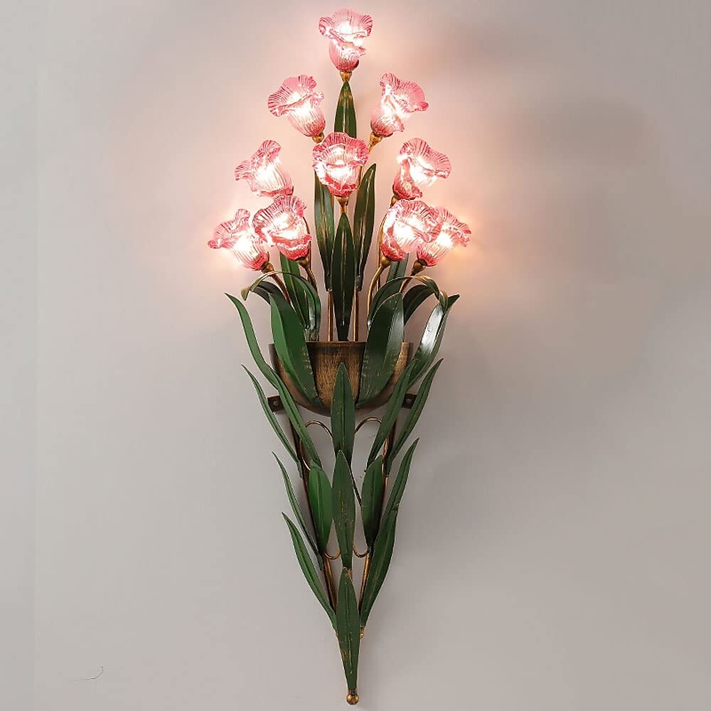 arandelas de parede design de flores g4 * 6 luminária de cabeceira led com iluminação de vaidade de vidro de metal lâmpadas de parede de metal para corredor de quarto 110-240v de 2025 por $365.09 –P2