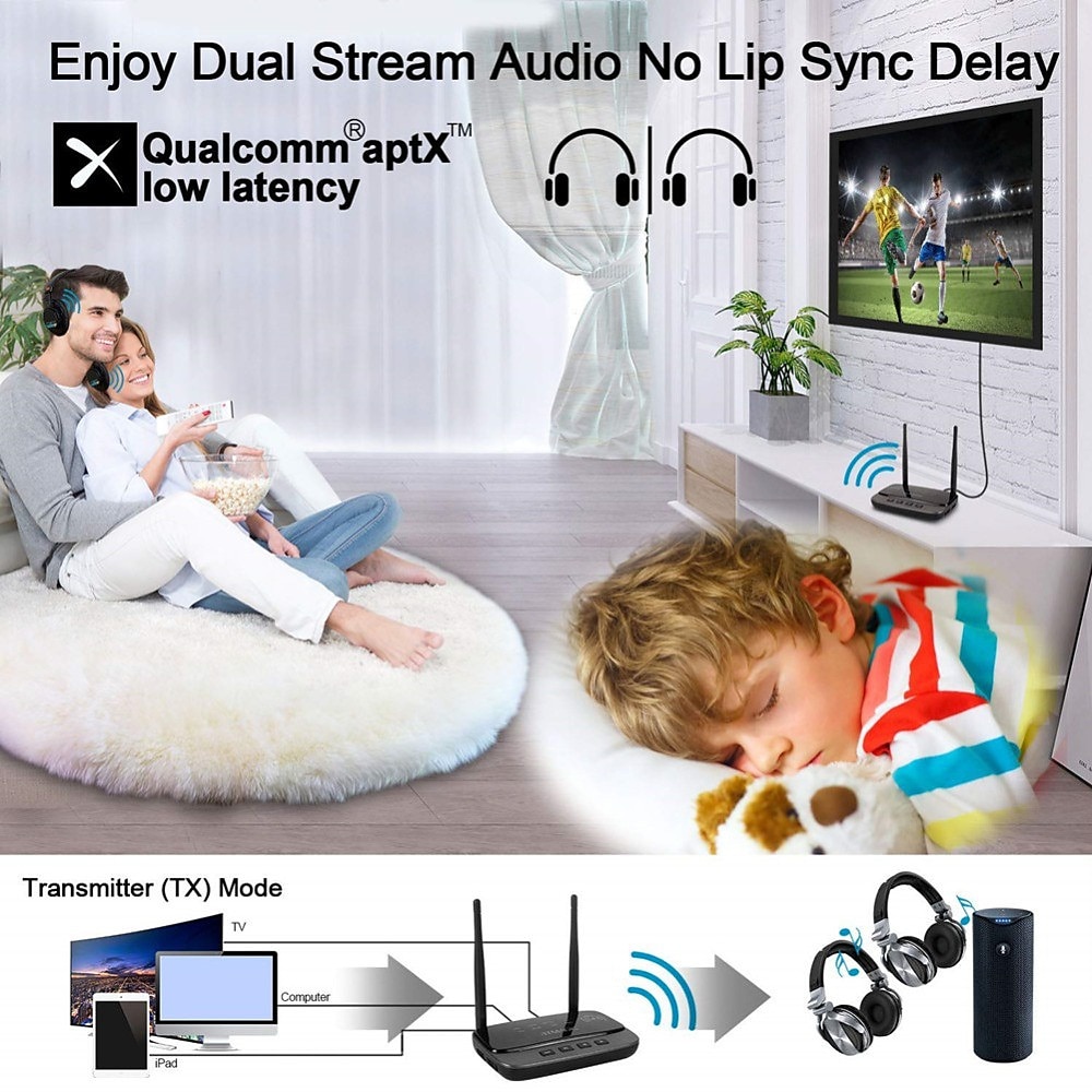 2026年 NFC 262フィート/80メートル長距離Bluetooth 5.0トランスミッターレシーバー3 in1音楽オーディオアダプター低遅延aptx hd spdif rca aux 3.5ミリメートルテレビ  コレクション – $78.99 –P2