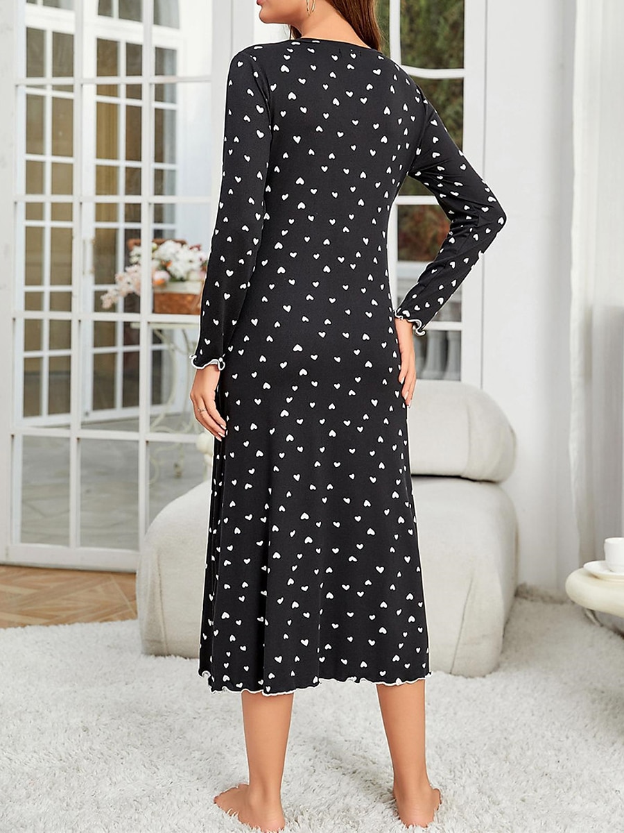 pyjama femme chemise de nuit chemise de nuit robe à pois simple décontracté confort maison quotidien lit respirant v fil manches longues automne hiver tenues pour la maison de 2025 ? $27.99 –P4