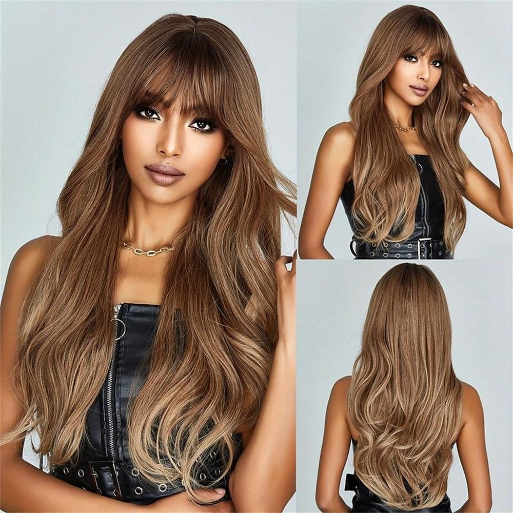 Synthetische Perücken Locken Mittelteil Perücke Lang A1 A2 Orange Synthetische Haare Damen Modisches Design Weich Natürlich Orange Schatten Dunkelgrau 2025 - $22.99 –P6