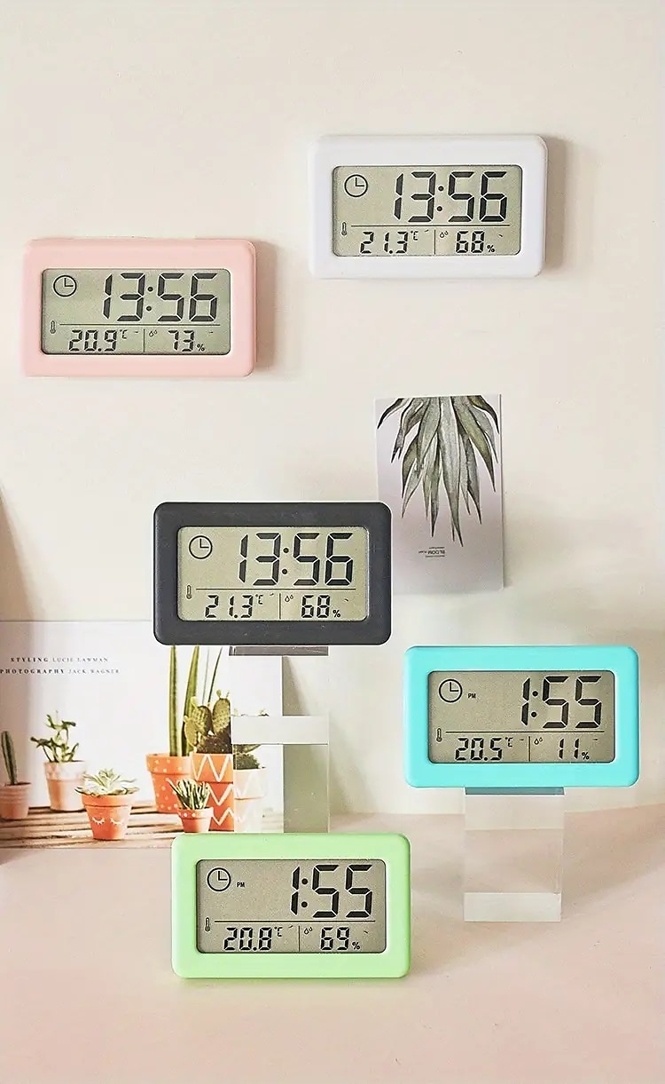 Electronic Digital LCD Desk Clock Temperature Humidity Monitor