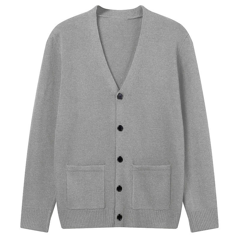 Herr Tröja Cardigan Tröja Ribbad Sticka Stickat Slät V-hals Mode Ledigt Sport Dagliga kläder Kläder Vår & Höst Vinrött Svart M L XL 2025 - $22.99 –P19
