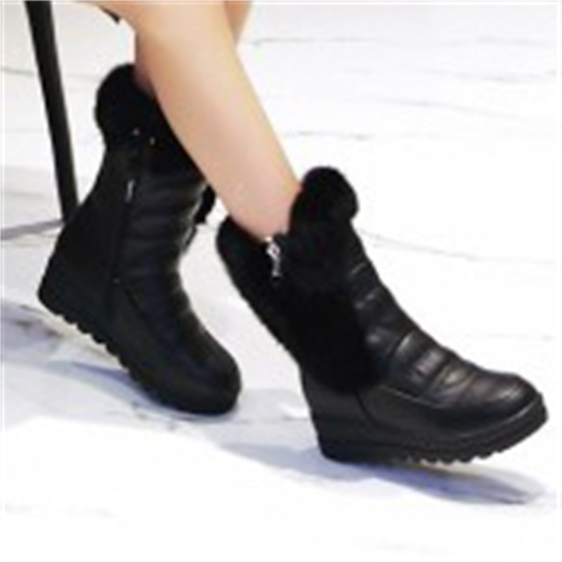 Dámské Boty Sněhule Venkovní Denní Pevná barva Podšité fleecem Kotníkové boty Booties Rovná podrážka Oblá špička Na běžné nošení Pohodlné Umělá kožešina Zip Černá Bílá Růžová 2025 - $64.99 –P8