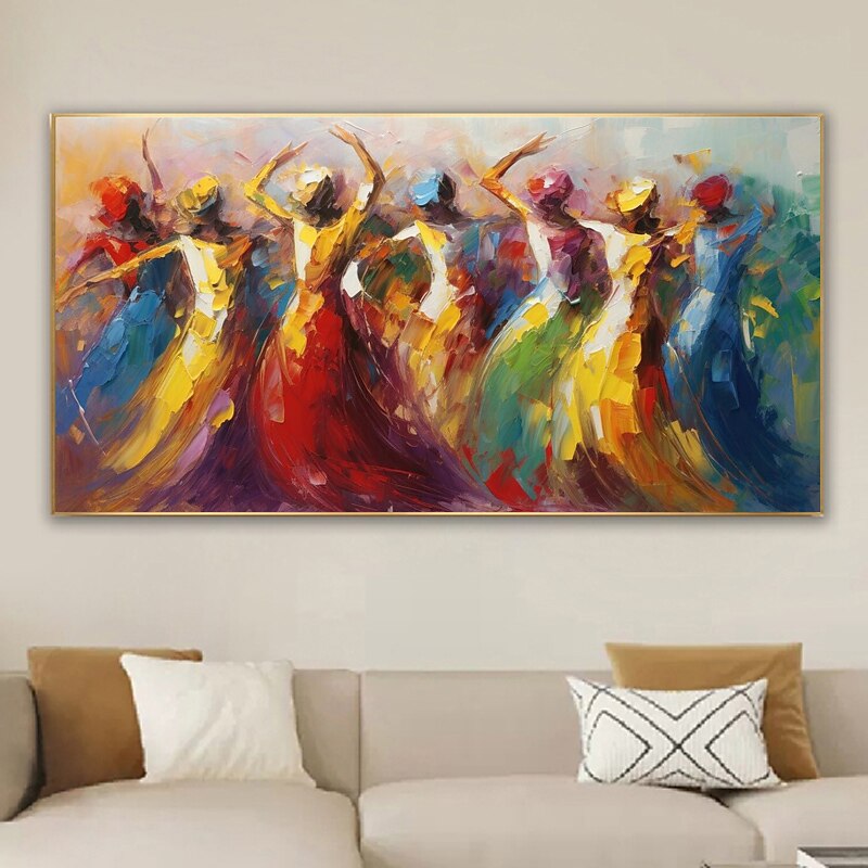 groot dansend meisje schilderij op canvas handbeschilderd muurdecor kleurrijke vrouwen muurkunst extra groot canvas moderne huisdecoratie danser canvas kunst huis kamer decor geen frame 2025 - $183.99 –P7