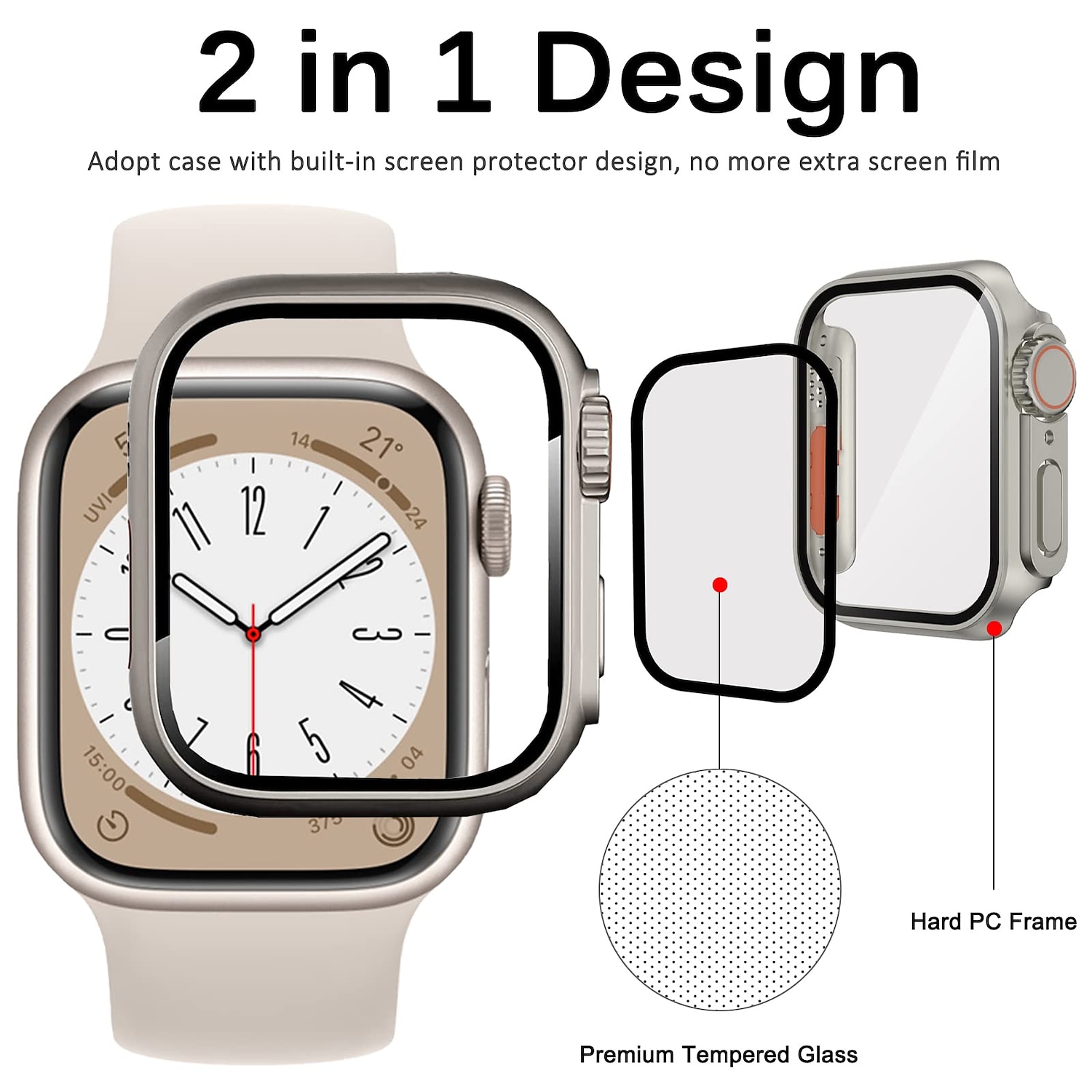 2025年 スクリーンプロテクター付き時計ケース と互換性があります Apple Watch Series 8 7 41mm 45mm / Series 6 5 4 SE 40mm 44mm 傷つきにくい 防塵 バンパーフルカバー ハードPC 腕時計 カバー  コレクション – $15.99 –P2